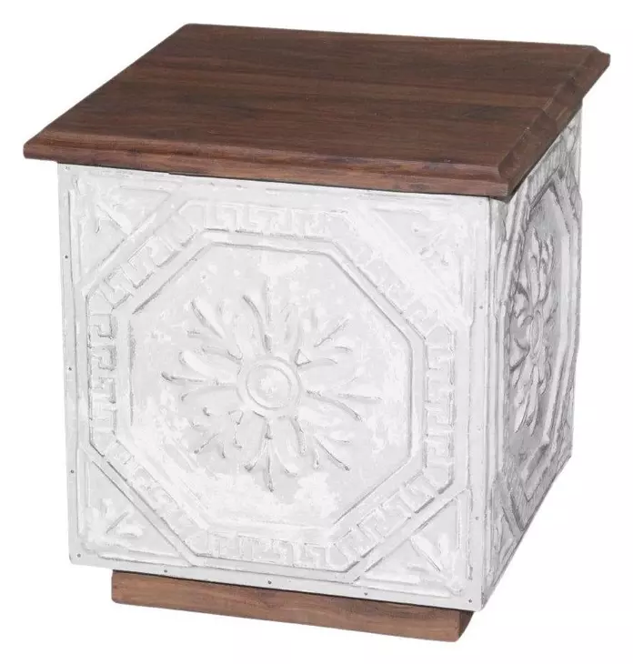 Reclaimed and Reframed Brown Square Side Table