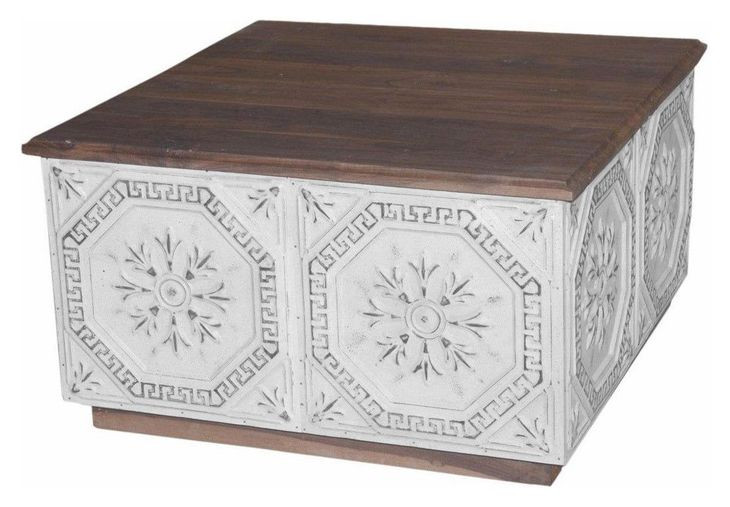 Reclaimed and Reframed White Brown Square Coffee Table