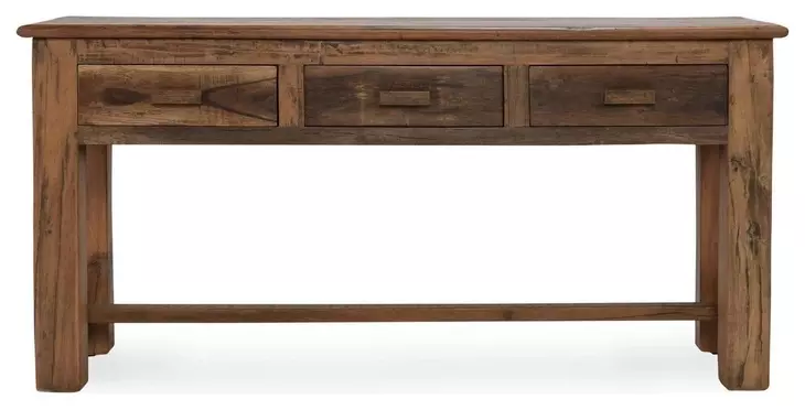 Ezra Natural Rectangular Console Table with 3 Drawer