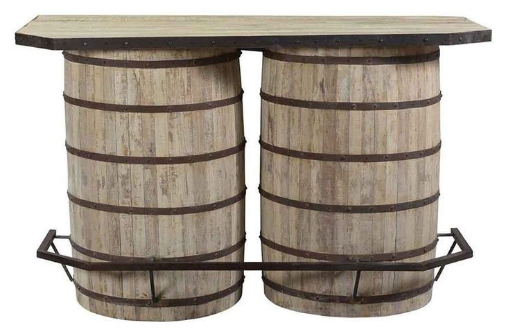 Reclaimed and Reframed Brown 64" Rectangular Barrel Bar Table