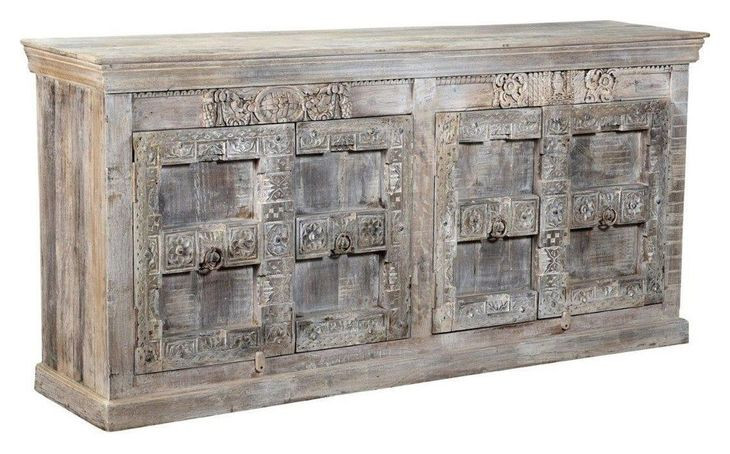Alta Antique White 4 Door Accent Cabinet