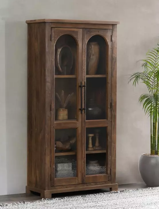 Zion Natural 2 Glass Door Display Cabinet
