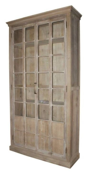 WD Brown 2 Glass Door Tall Display Cabinet