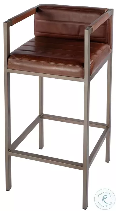 Dennis Brown Leather Bar Stool