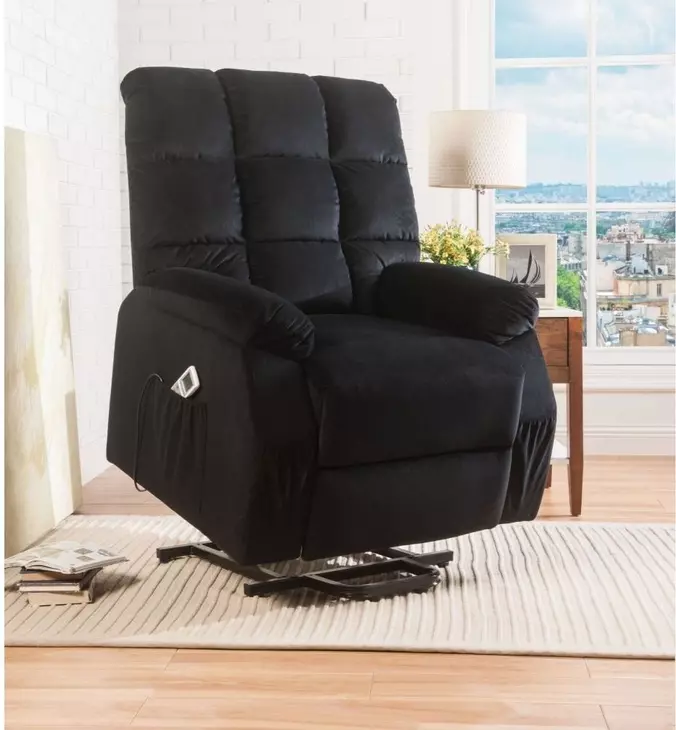 Ipompea Black Recliner with Power Lift and Massage