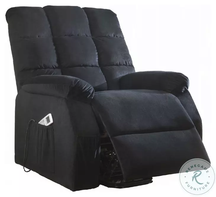 Ipompea Black Velvet Recliner with Power Lift and Massage
