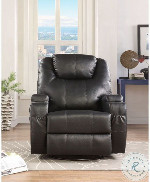 Waterlily Black Synthetic Leather Rocker Swivel Recliner
