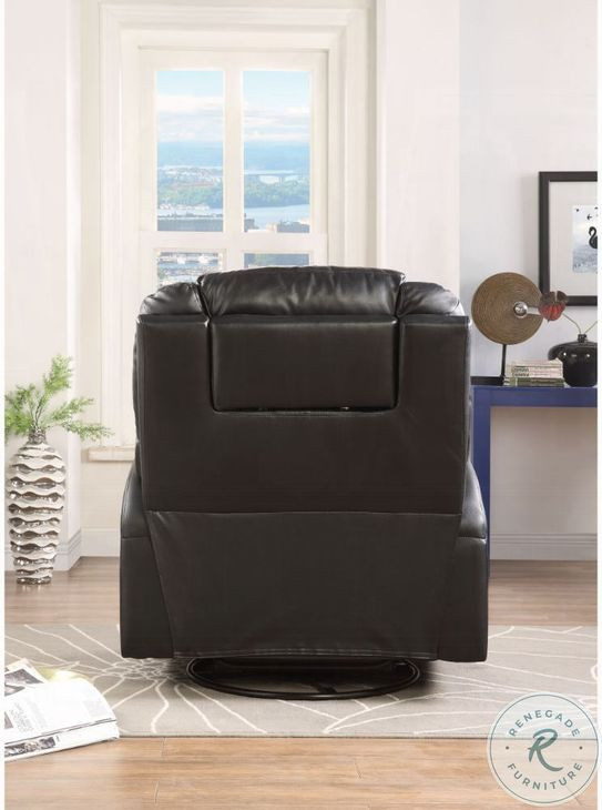 Waterlily Black Synthetic Leather Rocker Swivel Recliner