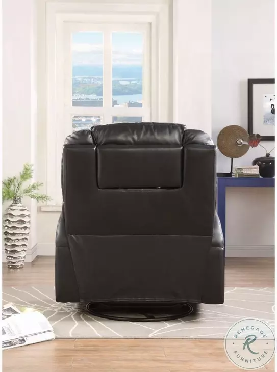 Waterlily Black Synthetic Leather Rocker Swivel Recliner