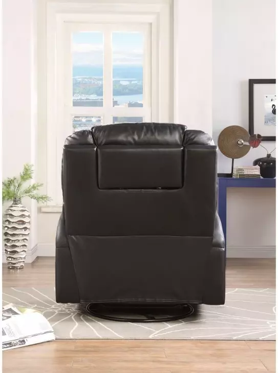 Waterlily Black Swivel Rocker Recliner with Heat and Massage
