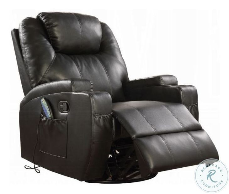 Waterlily Black Synthetic Leather Rocker Swivel Recliner