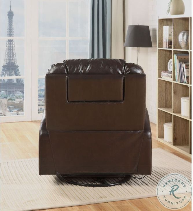 Waterlily Brown Synthetic Leather Rocker Swivel Recliner