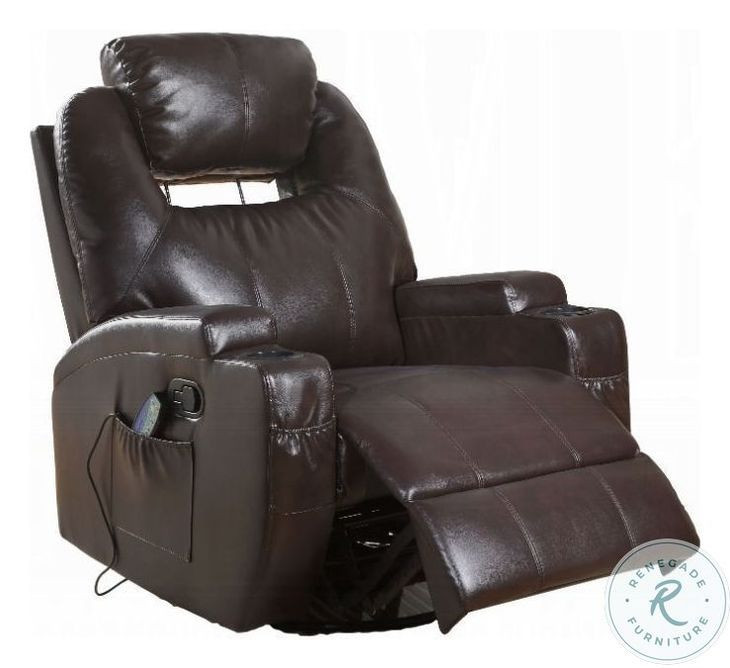 Waterlily Brown Synthetic Leather Rocker Swivel Recliner
