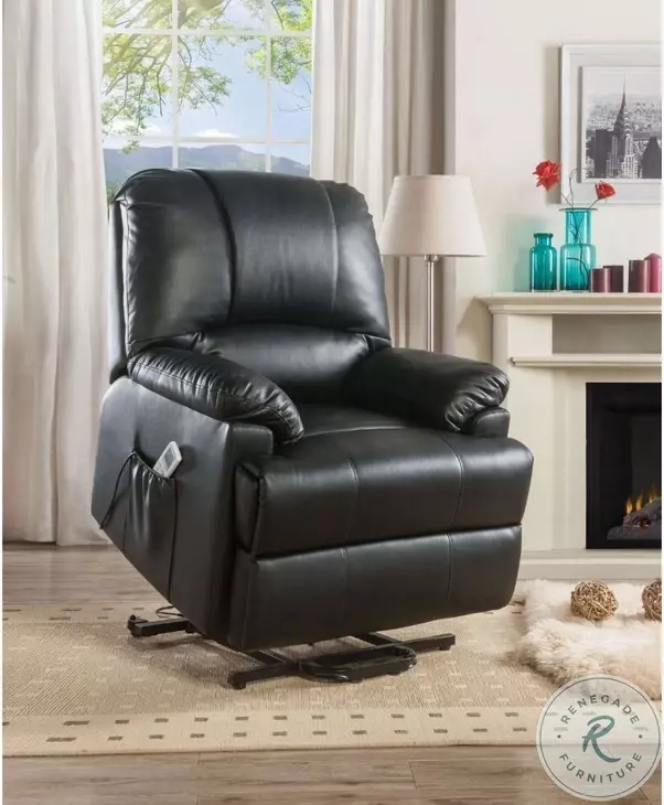 Ixora Black Synthetic Leather Recliner with Power Lift and Massage