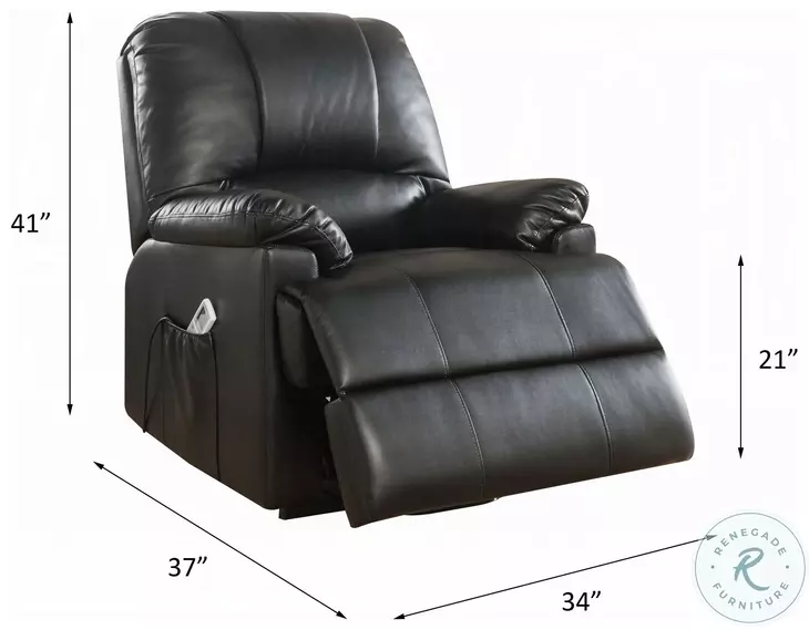 Ixora Black Synthetic Leather Recliner with Power Lift and Massage