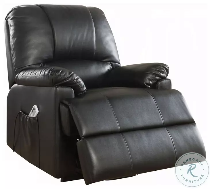 Ixora Black Synthetic Leather Recliner with Power Lift and Massage