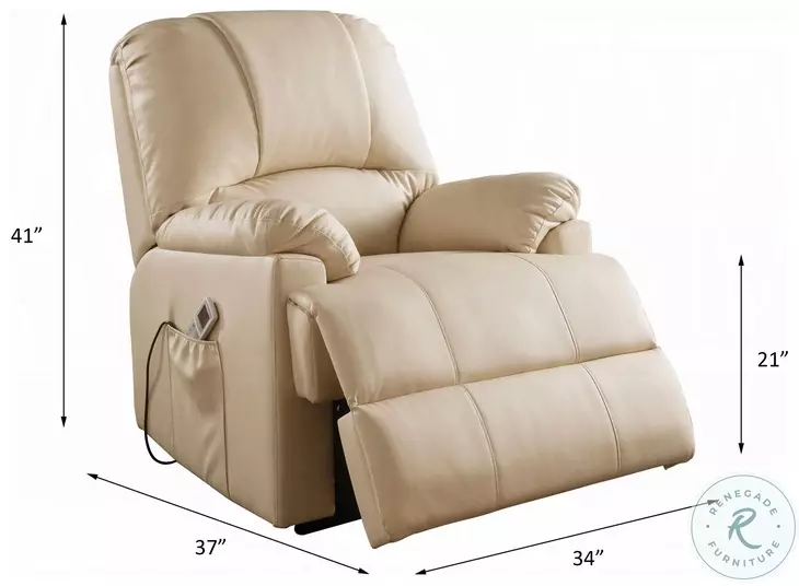 Ixora Beige Synthetic Leather Recliner with Power Lift and Massage