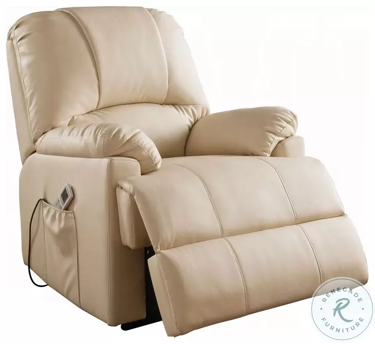 Ixora Beige Synthetic Leather Recliner with Power Lift and Massage