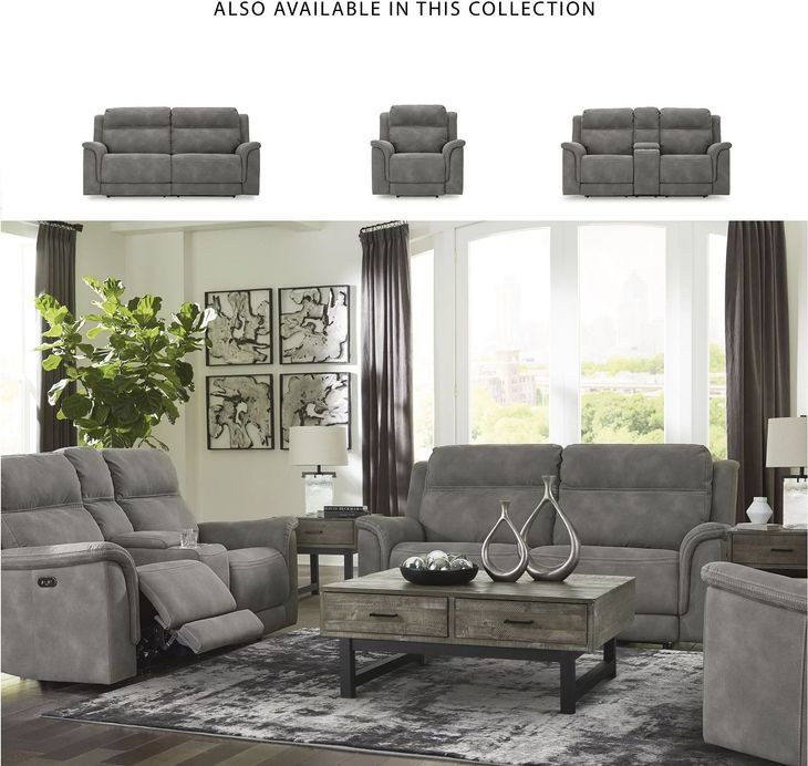 Next-Gen DuraPella Slate Performance Fabric 80" Power Reclining Sofa