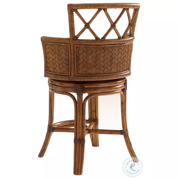 Bali Hai Ivory And Gold Kamala Bay Swivel Counter Height Stool