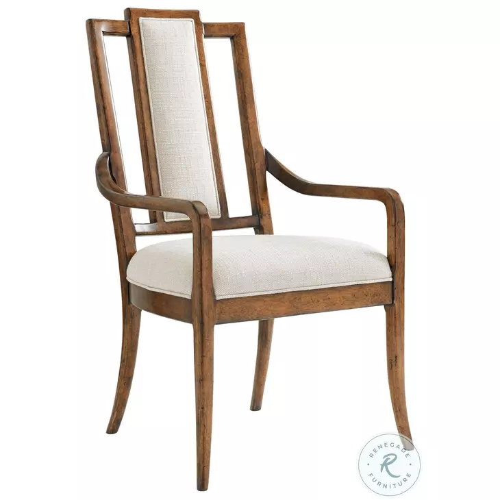 Bali Hai Ivory And Gold St. Barts Splat Back Arm Chair