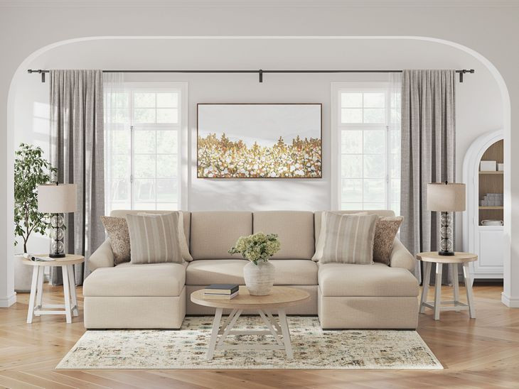 LadyMae Twill 3 Piece Sectional with LAF Chaise