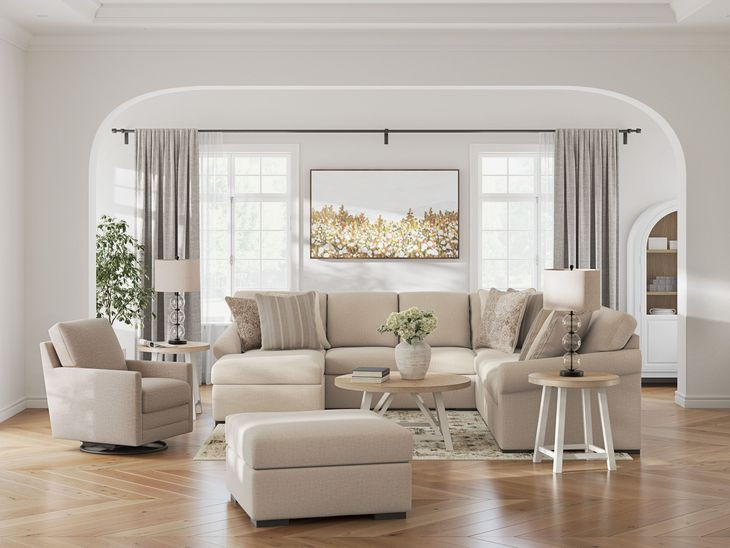 LadyMae Twill 5 Piece Sectional with LAF Chaise