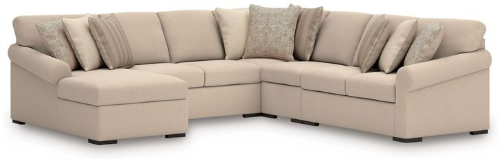 LadyMae Twill 5 Piece Sectional with LAF Chaise