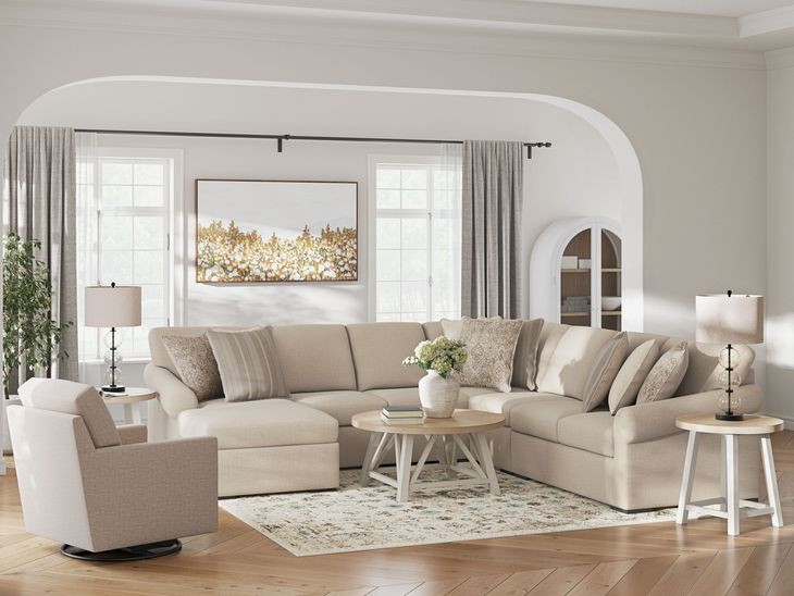 LadyMae Twill 5 Piece Sectional with LAF Chaise