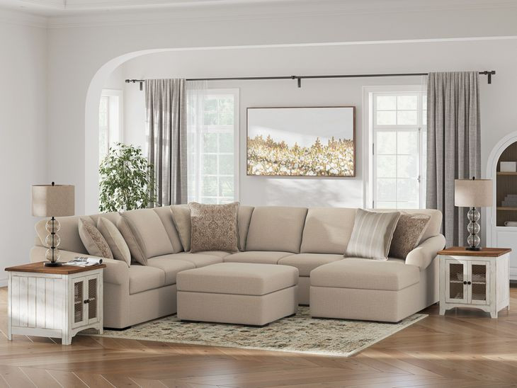 LadyMae Twill 5 Piece Sectional with RAF Chaise