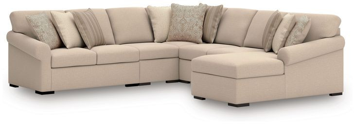 LadyMae Twill 5 Piece Sectional with RAF Chaise