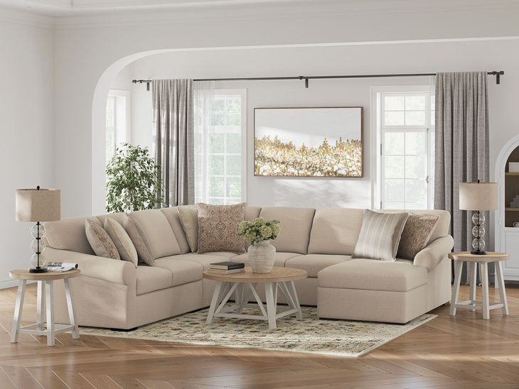 LadyMae Twill 5 Piece Sectional with RAF Chaise