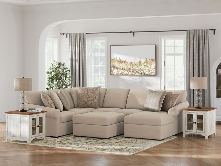 LadyMae Twill 4 Piece Sectional with RAF Chaise