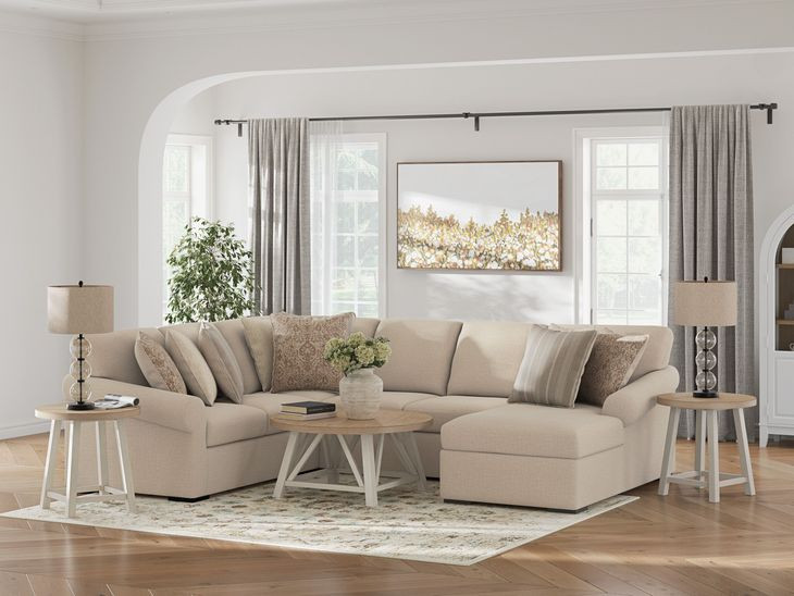 LadyMae Twill 4 Piece Sectional with RAF Chaise