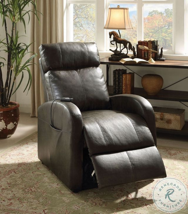 Ricardo Brown Synthetic Leather Metal Power Recliner with Lift