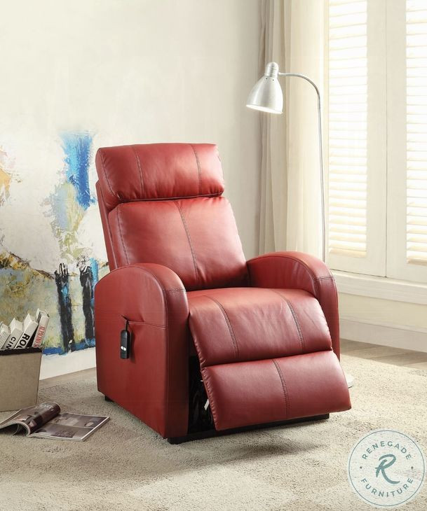 Ricardo Red Synthetic Leather Power Recliner with Lift