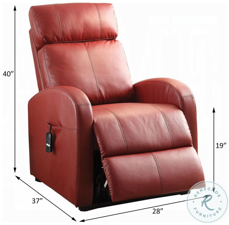 Ricardo Red Synthetic Leather Power Recliner with Lift
