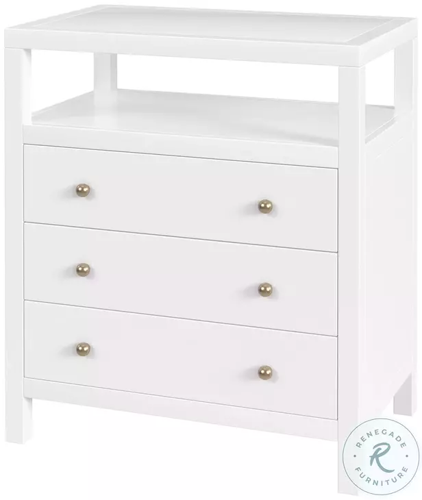 Nora Smooth White 3 Drawer Tall Nightstand
