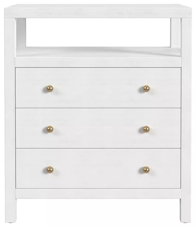 Nora Textured White 3 Drawer Tall Open Nightstand