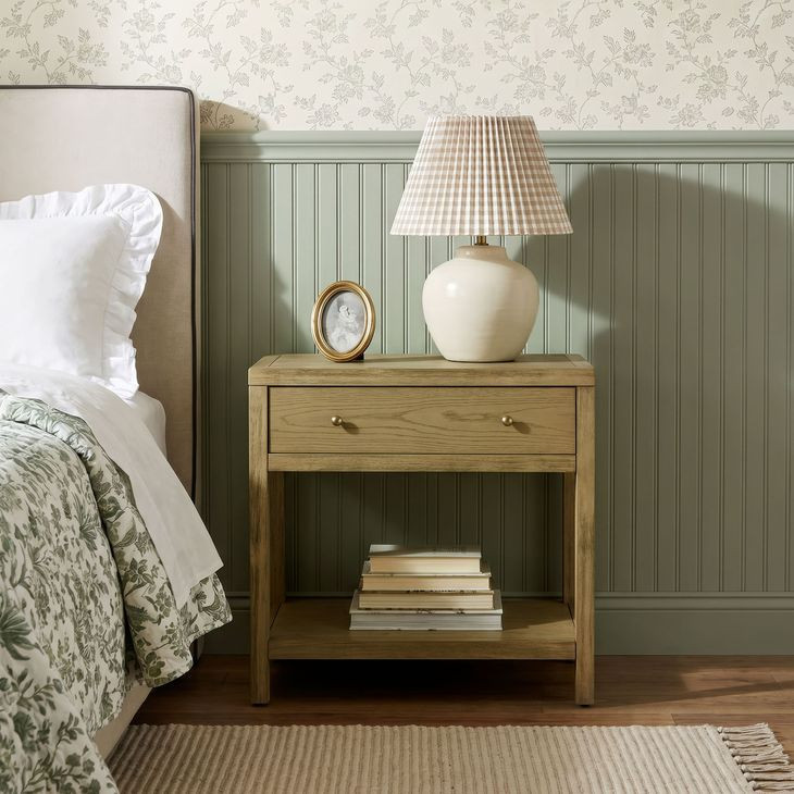 Nora Light Oak 1 Drawer Wide Nightstand
