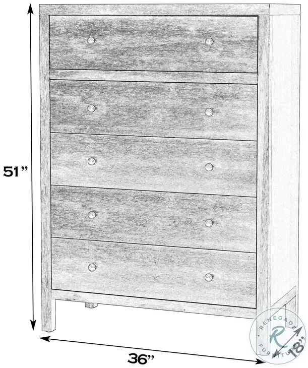 Nora Antique Coffee 5 Drawer Tall Dresser