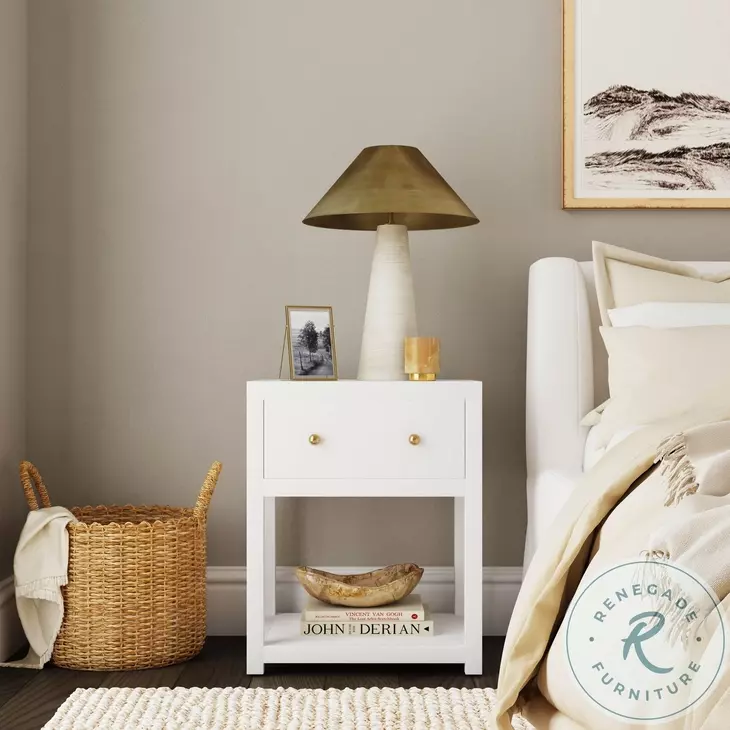 Nora Smooth White 1 Drawer Nightstand