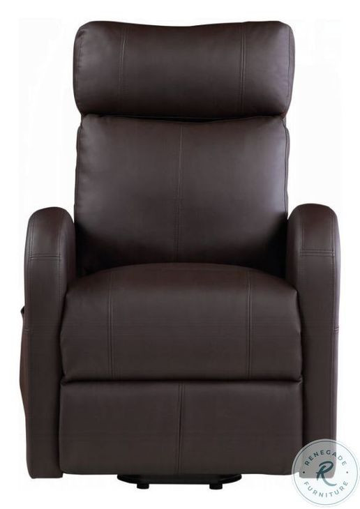 Ricardo Brown Synthetic Leather Power Recliner with Lift