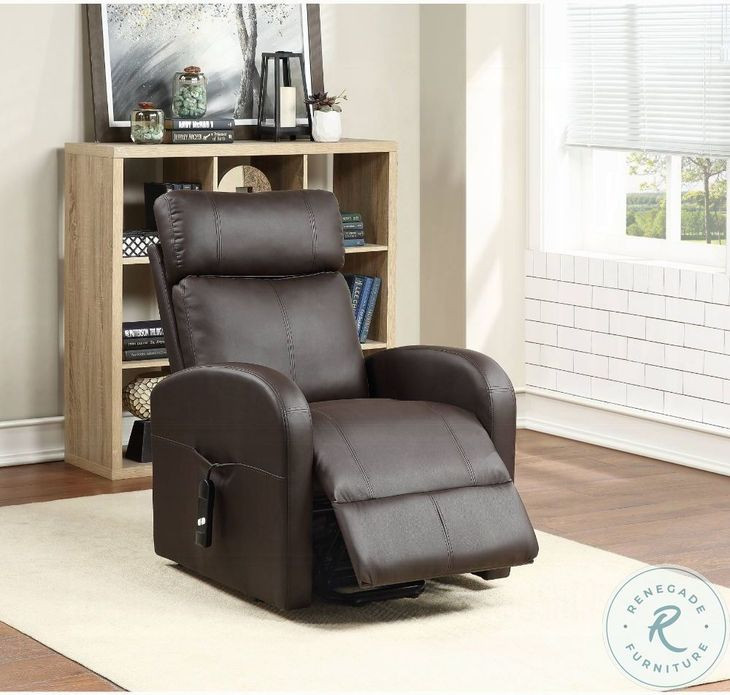 Ricardo Brown Synthetic Leather Power Recliner with Lift