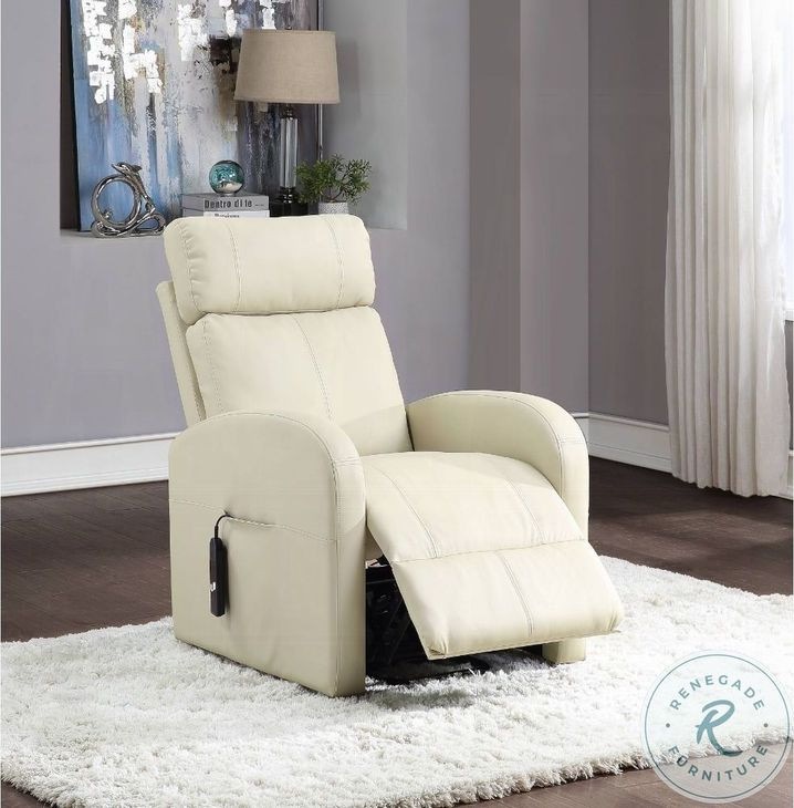Ricardo Beige Synthetic Leather Power Recliner with Lift