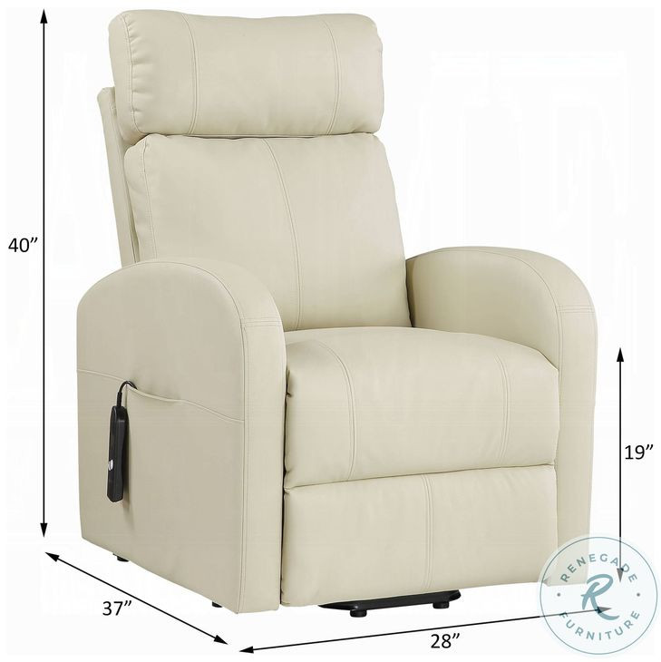 Ricardo Beige Synthetic Leather Power Recliner with Lift
