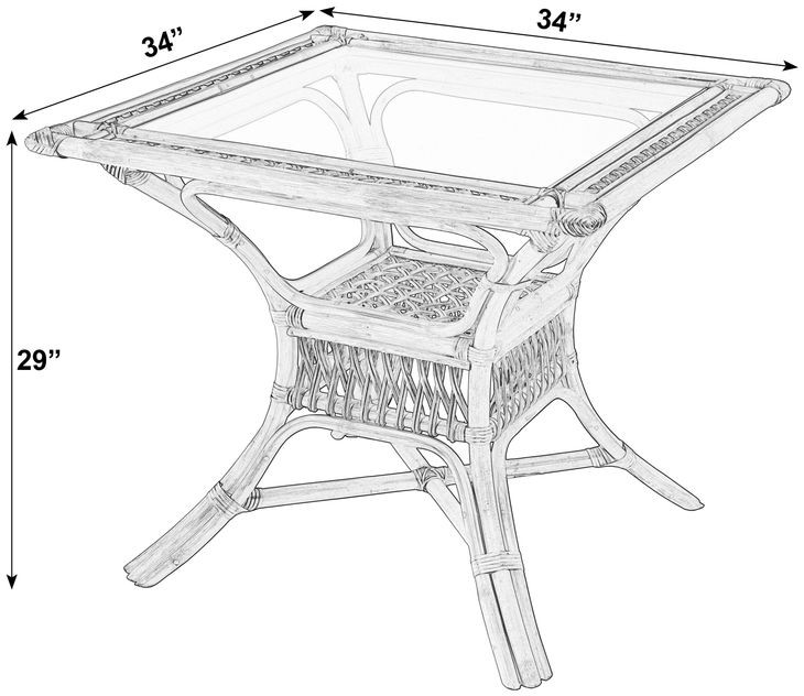 Antigua Natural 34" Square Dining Table