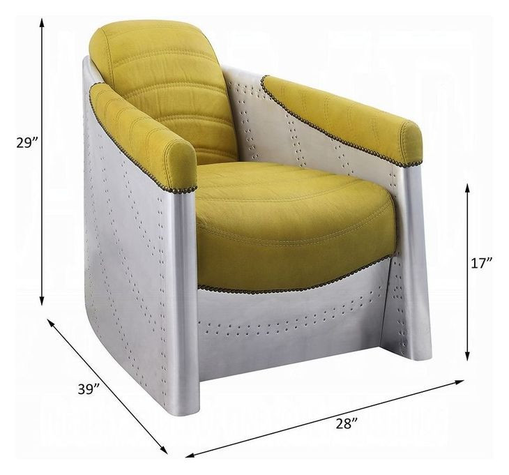 Brancaster Yellow Leather Upholstered Accent Chair with Nailhead Trim