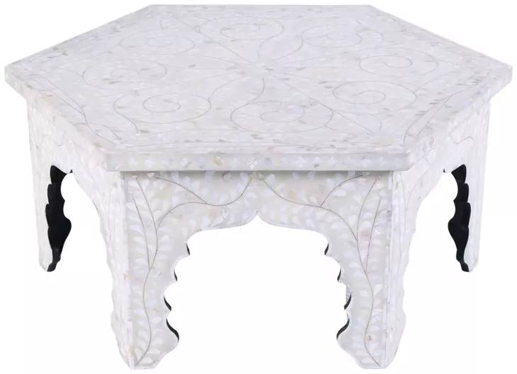 Marjorie Mother of Pearl 41" Hexagon Cocktail Table