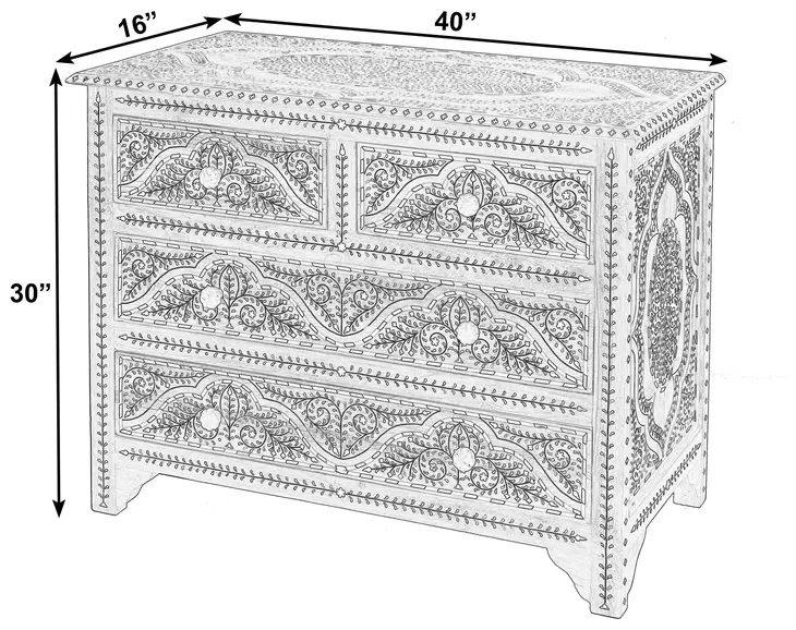 Rashmi Brown and Bone Inlay 4 Drawer Accent Chest